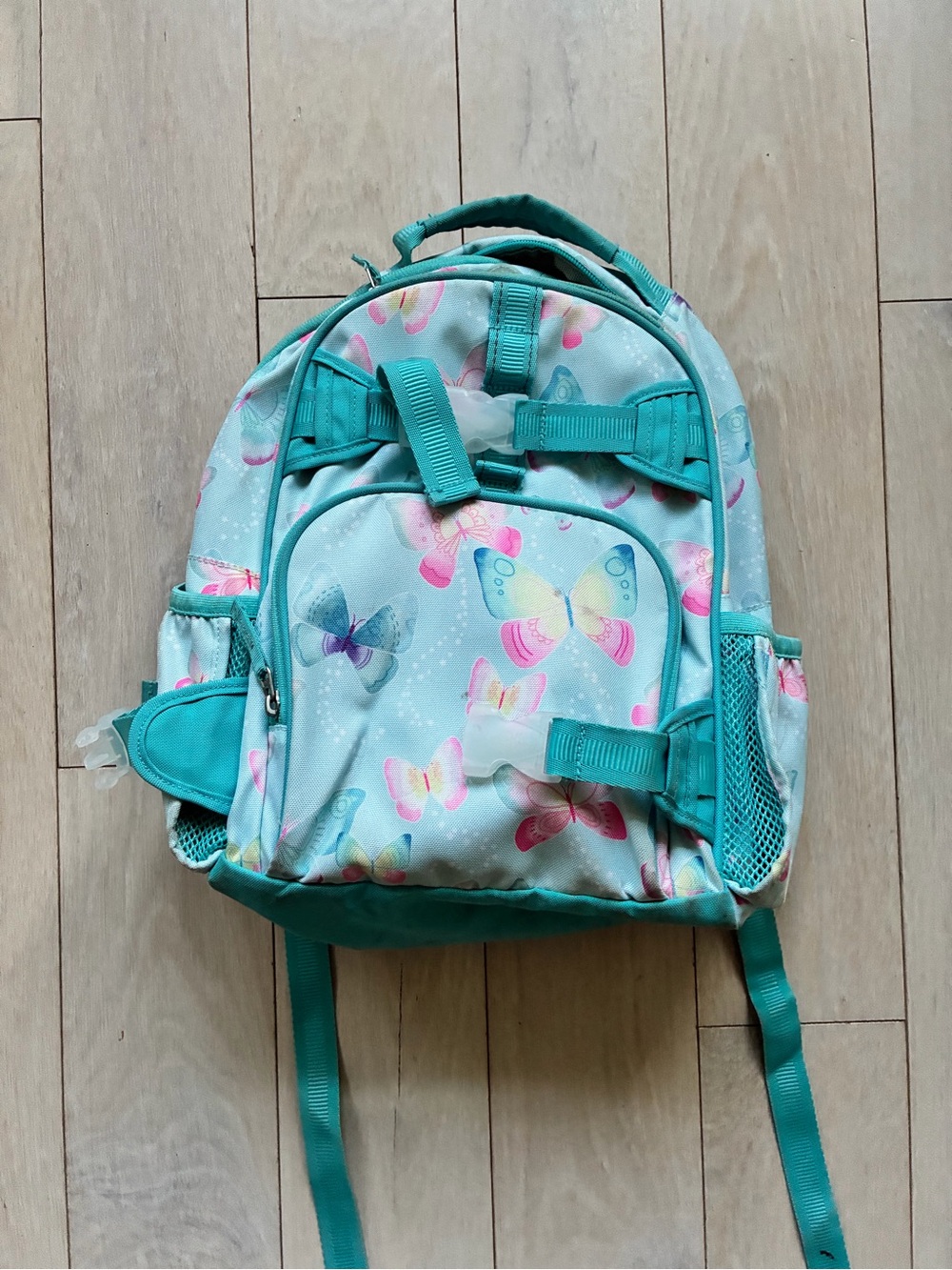 Pottery Barn Kids Butterfly Print Teal Backpack - Small School Bag EUC